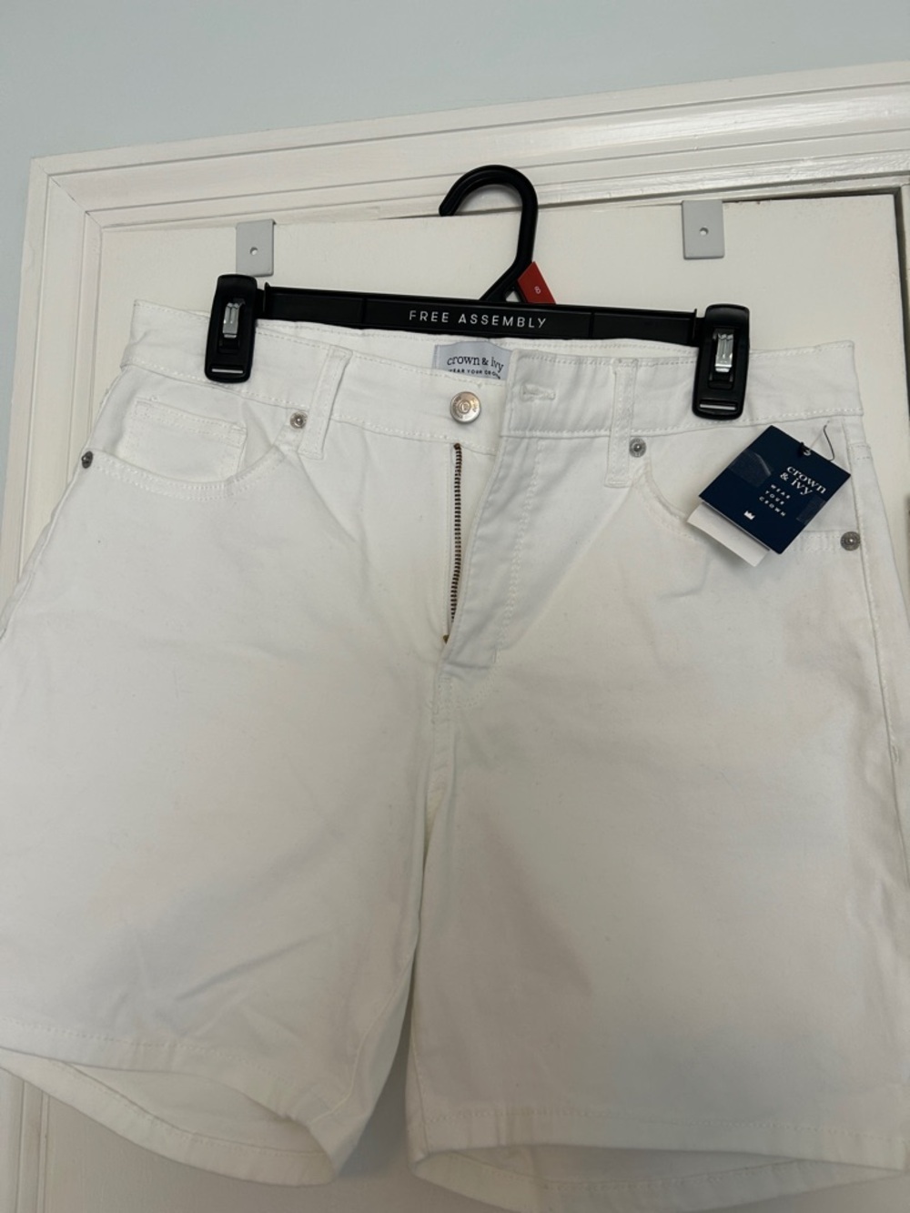 crown & ivy White Denim Shorts